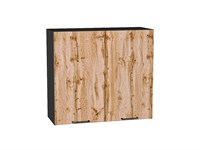 Шкаф верхний с 2-мя дверцами Флэт Graphite, Wotan Oak 2S, 720, 800 В*Ш*Г 716*800*318, фасад ЛДСП  Wotan Oak 2S, корпус  Graphite ms2510VVT_52641