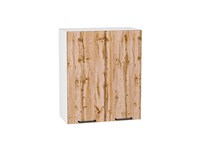 Шкаф верхний с 2-мя дверцами Флэт Белый, Wotan Oak 2S, 720, 600 В*Ш*Г 716*600*318, фасад ЛДСП  Wotan Oak 2S, корпус  Белый ms2510VVT_52636