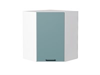 Шкаф верхний угловой Флэт Белый, Grey-green In 2S, 720 В*Ш*Г 716*600*600, фасад ЛДСП  Grey-green In 2S, корпус  Белый ms2510VVT_56928