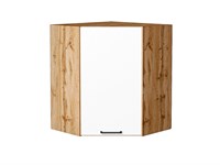 Шкаф верхний угловой Флэт Дуб Вотан, White In 2S, 720 В*Ш*Г 716*600*600, фасад ЛДСП  White In 2S, корпус  Дуб Вотан ms2510VVT_62489