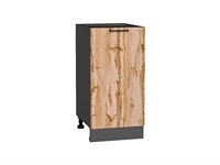 Шкаф нижний с 1-ой дверцей Флэт Graphite, Wotan Oak 2S, 400 В*Ш*Г 816*400*478, фасад ЛДСП  Wotan Oak 2S, корпус  Graphite ms2510VVT_52698