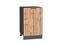 Шкаф нижний с 1-ой дверцей Флэт Graphite, Wotan Oak 2S, 500 В*Ш*Г 816*500*478, фасад ЛДСП  Wotan Oak 2S, корпус  Graphite ms2510VVT_52700