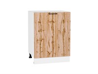 Шкаф нижний с 1-ой дверцей Флэт Белый, Wotan Oak 2S, 600 В*Ш*Г 816*600*478, фасад ЛДСП  Wotan Oak 2S, корпус  Белый ms2510VVT_52696