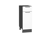 Шкаф нижний с 1-ой дверцей и ящиком Флэт Graphite, White In 2S, 300 В*Ш*Г 816*300*478, фасад ЛДСП  White In 2S, корпус  Graphite ms2510VVT_55685