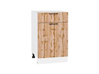 Шкаф нижний с 1-ой дверцей и ящиком Флэт Белый, Wotan Oak 2S, 500 В*Ш*Г 816*500*478, фасад ЛДСП  Wotan Oak 2S, корпус  Белый ms2510VVT_52682