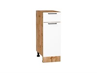 Шкаф нижний с 1-ой дверцей и ящиком Флэт Дуб Вотан, White In 2S, 300 В*Ш*Г 816*300*478, фасад ЛДСП  White In 2S, корпус  Дуб Вотан ms2510VVT_62514