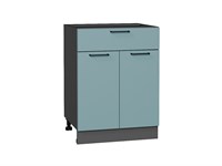 Шкаф нижний с 2-мя дверцами и ящиком Флэт Graphite, Grey-green In 2S, 600 В*Ш*Г 816*600*478, фасад ЛДСП  Grey-green In 2S, корпус  Graphite ms2510VVT_56952