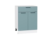 Шкаф нижний с 2-мя дверцами и ящиком Флэт Белый, Grey-green In 2S, 600 В*Ш*Г 816*600*478, фасад ЛДСП  Grey-green In 2S, корпус  Белый ms2510VVT_56950