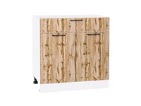 Шкаф нижний с 2-мя дверцами и ящиком Флэт Белый, Wotan Oak 2S, 800 В*Ш*Г 816*800*478, фасад ЛДСП  Wotan Oak 2S, корпус  Белый ms2510VVT_56593