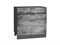 Шкаф нижний с 3-мя ящиками Флэт Graphite, Temple Stone 2S, 800 В*Ш*Г 816*800*478, фасад ЛДСП  Temple Stone 2S, корпус  Graphite ms2510VVT_52747