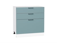 Шкаф нижний с 3-мя ящиками Флэт Белый, Grey-green In 2S, 800 В*Ш*Г 816*800*478, фасад ЛДСП  Grey-green In 2S, корпус  Белый ms2510VVT_56966
