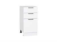 Шкаф нижний с 3-мя ящиками Флэт Белый, White In 2S, 400 В*Ш*Г 816*400*478, фасад ЛДСП  White In 2S, корпус  Белый ms2510VVT_55707
