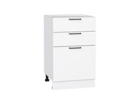 Шкаф нижний с 3-мя ящиками Флэт Белый, White In 2S, 500 В*Ш*Г 816*500*478, фасад ЛДСП  White In 2S, корпус  Белый ms2510VVT_55708