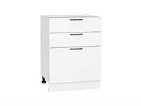 Шкаф нижний с 3-мя ящиками Флэт Белый, White In 2S, 600 В*Ш*Г 816*600*478, фасад ЛДСП  White In 2S, корпус  Белый ms2510VVT_55709