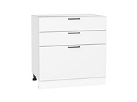 Шкаф нижний с 3-мя ящиками Флэт Белый, White In 2S, 800 В*Ш*Г 816*800*478, фасад ЛДСП  White In 2S, корпус  Белый ms2510VVT_55710