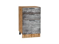 Шкаф нижний с 3-мя ящиками Флэт Дуб Вотан, Temple Stone 2S, 500 В*Ш*Г 816*500*478, фасад ЛДСП  Temple Stone 2S, корпус  Дуб Вотан ms2510VVT_62596