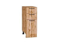 Шкаф нижний с 3-мя ящиками Флэт Дуб Вотан, Wotan Oak 2S, 300 В*Ш*Г 816*300*478, фасад ЛДСП  Wotan Oak 2S, корпус  Дуб Вотан ms2510VVT_62577
