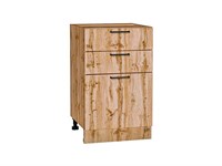 Шкаф нижний с 3-мя ящиками Флэт Дуб Вотан, Wotan Oak 2S, 500 В*Ш*Г 816*500*478, фасад ЛДСП  Wotan Oak 2S, корпус  Дуб Вотан ms2510VVT_62592