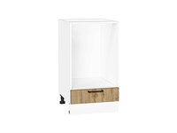 Шкаф нижний под духовку Флэт Белый, Wotan Oak 2S, 450 В*Ш*Г 816*450*476, фасад ЛДСП  Wotan Oak 2S, корпус  Белый ms2510VVT_67106
