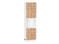 Шкаф пенал с 2-мя дверцами под технику Флэт Белый, Wotan Oak 2S, 2340 В*Ш*Г 2336*600*574, фасад ЛДСП  Wotan Oak 2S, корпус  Белый ms2510VVT_52765