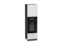 Шкаф пенал с 1-ой дверцей и ящиком под технику Флэт Graphite, Cashmere In 2S, 2140 В*Ш*Г 2132*600*574, фасад ЛДСП  Cashmere In 2S, корпус  Graphite ms2510VVT_55845