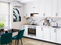 Кухонный гарнитур модульный Сканди-03 В*Ш*Г 2340*2600*600, фасад МДФ  White Silkwood, корпус  Graphite, столешница  Гранит белый ms2510VVT_71323