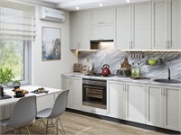 Кухонный гарнитур модульный Сканди-03 В*Ш*Г 2340*2600*600, фасад МДФ  Cappuccino Softwood, корпус  Graphite, столешница  Снежный мрамор ms2510VVT_24147