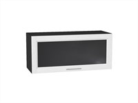 Шкаф верхний горизонтальный остекленный Сканди Graphite, White Softwood, 800 В*Ш*Г 358*800*320, фасад МДФ/Стекло  White Softwood, корпус  Graphite ms2510VVT_56142
