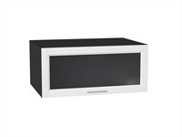 Шкаф верхний горизонтальный остекленный глубокий Сканди Graphite, White Softwood, 800 В*Ш*Г 358*800*576, фасад МДФ/Стекло  White Softwood, корпус  Graphite ms2510VVT_56136