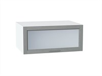 Шкаф верхний горизонтальный остекленный глубокий Сканди Белый, Grey Softwood, 800 В*Ш*Г 358*800*576, фасад МДФ/Стекло  Grey Softwood, корпус  Белый ms2510VVT_45373
