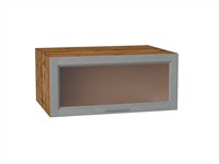 Шкаф верхний горизонтальный остекленный глубокий Сканди Дуб Вотан, Grey Softwood, 800 В*Ш*Г 358*800*576, фасад МДФ/Стекло  Grey Softwood, корпус  Дуб Вотан ms2510VVT_62834