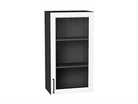 Шкаф верхний с 1-ой остекленной дверцей Сканди Graphite, White Silkwood, 920, 500 В*Ш*Г 920*500*320, фасад МДФ/Стекло  White Silkwood, корпус  Graphite ms2510VVT_70245