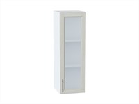 Шкаф верхний с 1-ой остекленной дверцей Сканди Белый, Cappuccino Softwood, 920, 300 В*Ш*Г 920*300*320, фасад МДФ/Стекло  Cappuccino Softwood, корпус  Белый ms2510VVT_41470