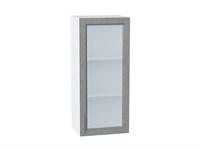 Шкаф верхний с 1-ой остекленной дверцей Сканди Белый, Grey Softwood, 920, 400 В*Ш*Г 920*400*320, фасад МДФ/Стекло  Grey Softwood, корпус  Белый ms2510VVT_41485