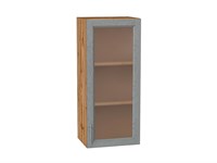 Шкаф верхний с 1-ой остекленной дверцей Сканди Дуб Вотан, Grey Softwood, 920, 400 В*Ш*Г 920*400*320, фасад МДФ/Стекло  Grey Softwood, корпус  Дуб Вотан ms2510VVT_62927