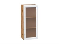 Шкаф верхний с 1-ой остекленной дверцей Сканди Дуб Вотан, White Softwood, 920, 400 В*Ш*Г 920*400*320, фасад МДФ/Стекло  White Softwood, корпус  Дуб Вотан ms2510VVT_62917
