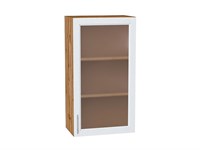 Шкаф верхний с 1-ой остекленной дверцей Сканди Дуб Вотан, White Softwood, 920, 500 В*Ш*Г 920*500*320, фасад МДФ/Стекло  White Softwood, корпус  Дуб Вотан ms2510VVT_62918