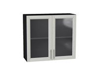 Шкаф верхний с 2-мя остекленными дверцами Сканди Graphite, Cappuccino Softwood, 720, 800 В*Ш*Г 716*800*320, фасад МДФ/Стекло  Cappuccino Softwood, корпус  Graphite ms2510VVT_41647