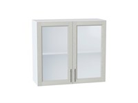 Шкаф верхний с 2-мя остекленными дверцами Сканди Белый, Cappuccino Softwood, 720, 800 В*Ш*Г 716*800*320, фасад МДФ/Стекло  Cappuccino Softwood, корпус  Белый ms2510VVT_41646