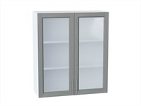 Шкаф верхний с 2-мя остекленными дверцами Сканди Белый, Grey Softwood, 920, 800 В*Ш*Г 920*800*320, фасад МДФ/Стекло  Grey Softwood, корпус  Белый ms2510VVT_41672