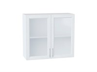 Шкаф верхний с 2-мя остекленными дверцами Сканди Белый, White Softwood, 720, 800 В*Ш*Г 716*800*320, фасад МДФ/Стекло  White Softwood, корпус  Белый ms2510VVT_56214