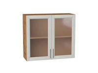 Шкаф верхний с 2-мя остекленными дверцами Сканди Дуб Вотан, Cappuccino Softwood, 720, 800 В*Ш*Г 716*800*320, фасад МДФ/Стекло  Cappuccino Softwood, корпус  Дуб Вотан ms2510VVT_62957