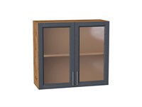Шкаф верхний с 2-мя остекленными дверцами Сканди Дуб Вотан, Graphite Softwood, 720, 800 В*Ш*Г 716*800*320, фасад МДФ/Стекло  Graphite Softwood, корпус  Дуб Вотан ms2510VVT_62963