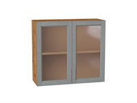 Шкаф верхний с 2-мя остекленными дверцами Сканди Дуб Вотан, Grey Softwood, 720, 800 В*Ш*Г 716*800*320, фасад МДФ/Стекло  Grey Softwood, корпус  Дуб Вотан ms2510VVT_62960