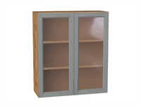 Шкаф верхний с 2-мя остекленными дверцами Сканди Дуб Вотан, Grey Softwood, 920, 800 В*Ш*Г 920*800*320, фасад МДФ/Стекло  Grey Softwood, корпус  Дуб Вотан ms2510VVT_62962