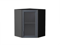 Шкаф верхний угловой остекленный Сканди Graphite, Graphite Softwood, 720 В*Ш*Г 716*600*600, фасад МДФ/Стекло  Graphite Softwood, корпус  Graphite ms2510VVT_41704