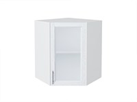 Шкаф верхний угловой остекленный Сканди Белый, White Softwood, 720 В*Ш*Г 716*600*600, фасад МДФ/Стекло  White Softwood, корпус  Белый ms2510VVT_56229