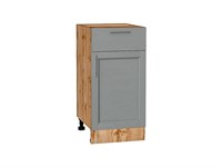 Шкаф нижний с 1-ой дверцей и ящиком Сканди Дуб Вотан, Grey Softwood, 400 В*Ш*Г 816*400*480, фасад МДФ  Grey Softwood, корпус  Дуб Вотан ms2510VVT_63002