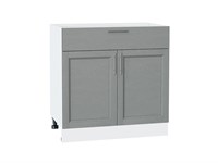Шкаф нижний с 2-мя дверцами и ящиком Сканди Белый, Grey Softwood, 800 В*Ш*Г 816*800*480, фасад МДФ  Grey Softwood, корпус  Белый ms2510VVT_56621