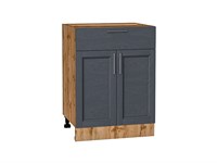 Шкаф нижний с 2-мя дверцами и ящиком Сканди Дуб Вотан, Graphite Softwood, 600 В*Ш*Г 816*600*480, фасад МДФ  Graphite Softwood, корпус  Дуб Вотан ms2510VVT_63032